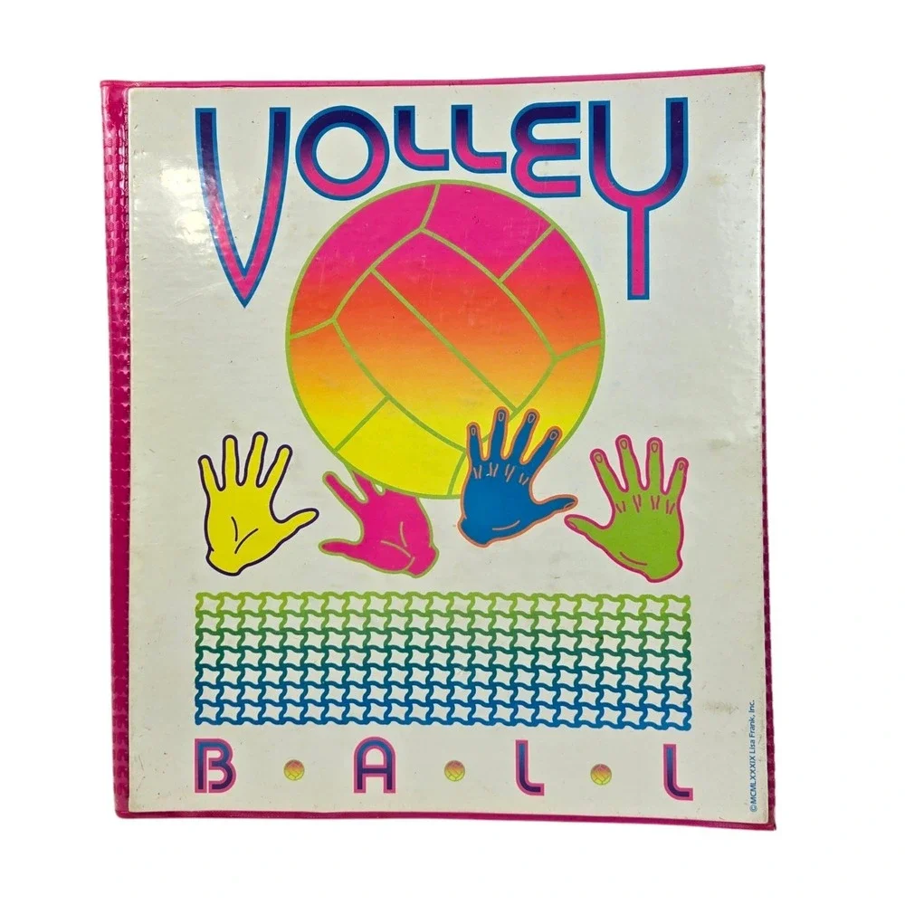 Vtg 1989 Lisa Frank Ultra NEO Volleyball w Net & Hands Trapper Keeper Binder